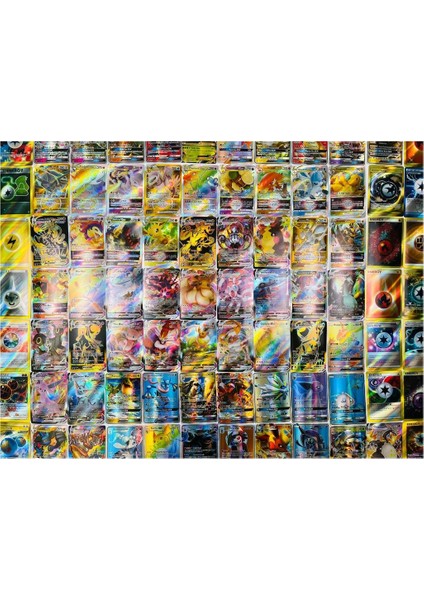 Abetto Market Pokemon Gx, Vmax, Vstar ve Energy Set 100 Adet Pokemon Parlak Oyun Kartı