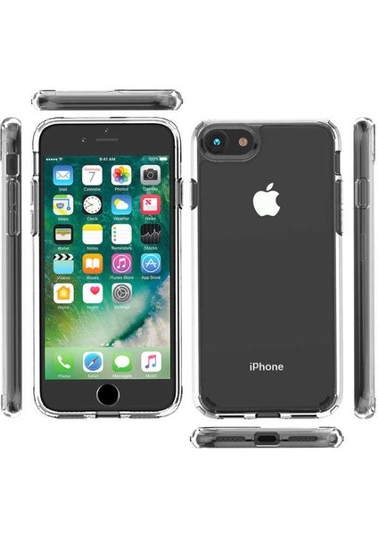 Apple iPhone Se 2022 Kılıf Cos Köşeleri Yükseltilmiş Darbe Korumalı Şeffaf Kılıf