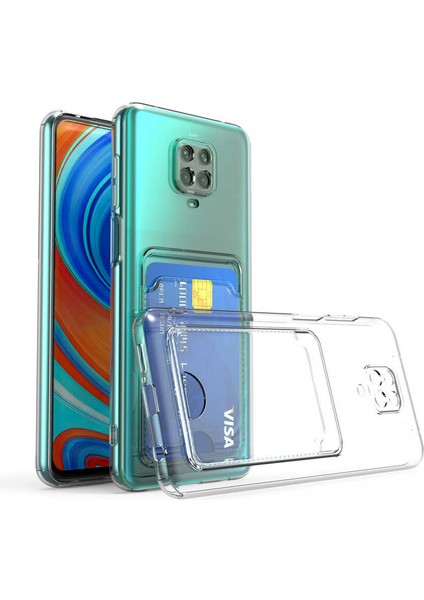 Xiaomi Redmi Note 9s Şeffaf Kartlıklı Köşe Korumalı Silikon Kılıf