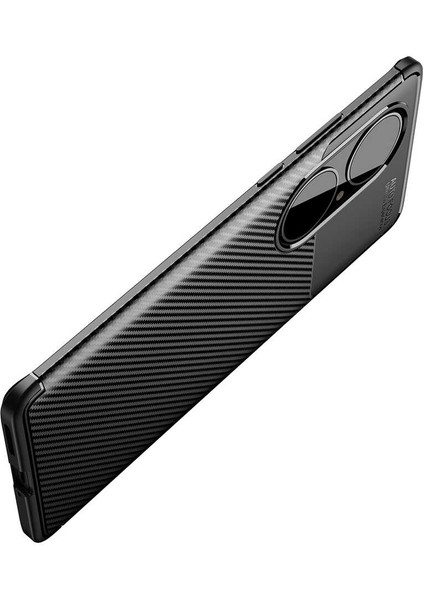 Huawei P50 Pro Kılıf Karbon Fiber Desenli Silikon Kılıf