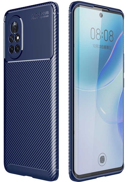 Huawei Nova 8i Kılıf Karbon Fiber Desenli Silikon Kılıf