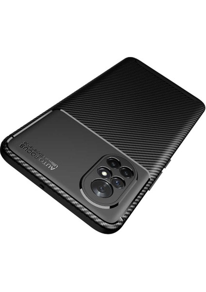 Huawei Nova 8i Kılıf Karbon Fiber Desenli Silikon Kılıf