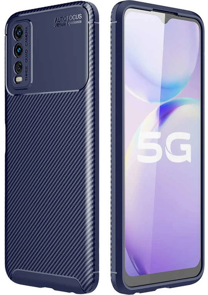 Vivo Y20S Kılıf Karbon Fiber Desenli Silikon Kılıf