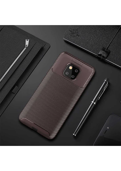 Huawei Mate 20 Pro Kılıf Karbon Fiber Desenli Silikon Kılıf