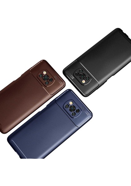 Xiaomi Poco X3 Kılıf Karbon Fiber Desenli Silikon Kılıf