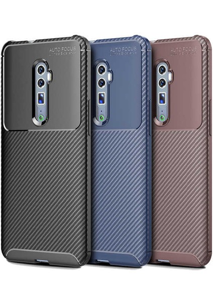 Oppo Reno 10X Zoom Kılıf Karbon Fiber Desenli Silikon Kılıf