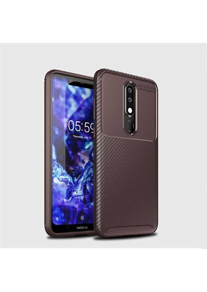 Nokia 5.1 Plus Kılıf Karbon Fiber Desenli Silikon Kılıf