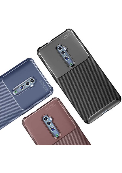 Oppo Reno 10X Zoom Kılıf Karbon Fiber Desenli Silikon Kılıf