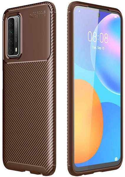 Huawei P Smart 2021 Kılıf Karbon Fiber Desenli Silikon Kılıf