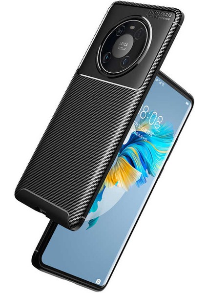 Huawei Mate 40 Pro Kılıf Karbon Fiber Desenli Silikon Kılıf