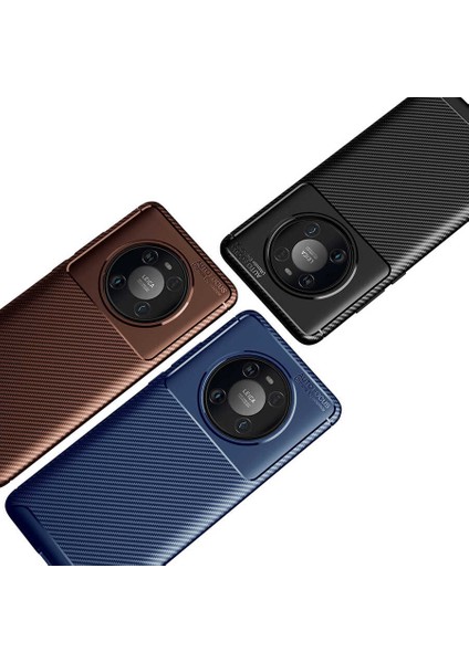 Huawei Mate 40 Pro Kılıf Karbon Fiber Desenli Silikon Kılıf