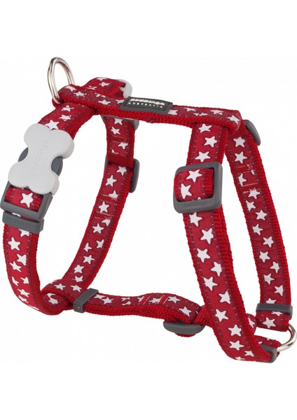 Reddingo Kırmızı Üzerine Beyaz Yıldızlı Köpek Göğüs Tasması S 15 mm