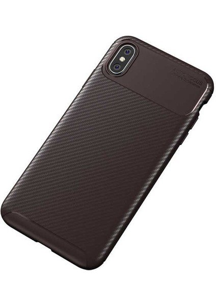 Apple iPhone Xs Max 6.5 Kılıf Karbon Fiber Desenli Silikon Kılıf
