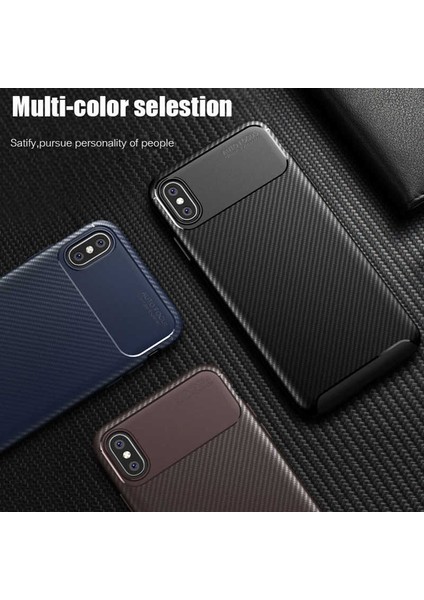 Apple iPhone Xs Max 6.5 Kılıf Karbon Fiber Desenli Silikon Kılıf