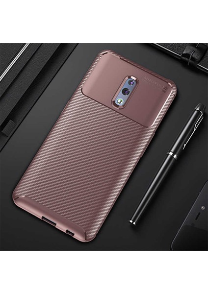 Oppo Reno Kılıf Karbon Fiber Desenli Silikon Kılıf