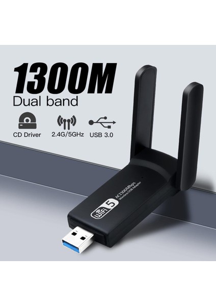 BN43 USB Wifi Kablosuz Ağ Adaptörü Wireless 1300MBPS Windows Macos Linux