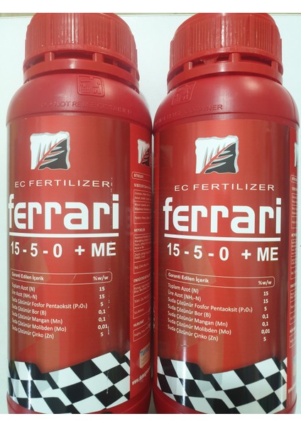 Ferrari 15-5-0+Me Ec Fertılızer%5 Çinko İlaveli Yaprak Gübresi (Tüm Bitkilere Özel )