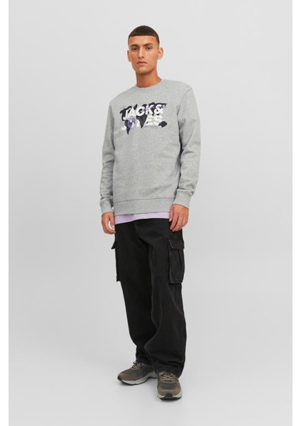 Jack & Jones Dust Erkek Gri Bisiklet Yaka Sweatshirt