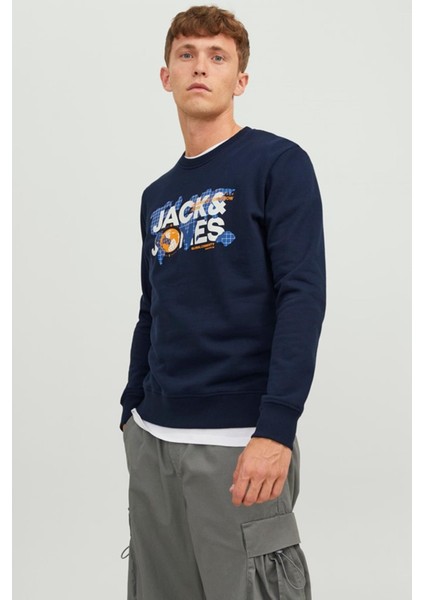 Jack & Jones Dust Erkek Lacivert Bisiklet Yaka Sweatshirt