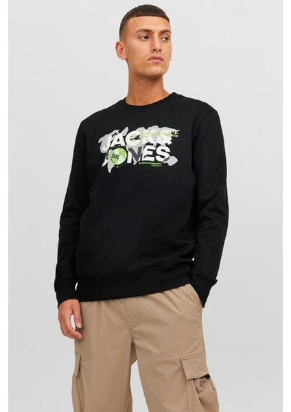 Jack & Jones Dust Erkek Siyah Bisiklet Yaka Sweatshirt