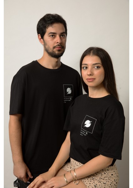 Relaxed Fit Baskılı Pamuk Siyah Tişört