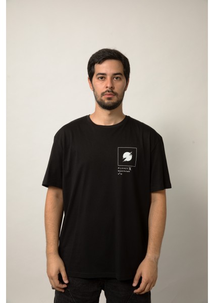 Relaxed Fit Baskılı Pamuk Siyah Tişört