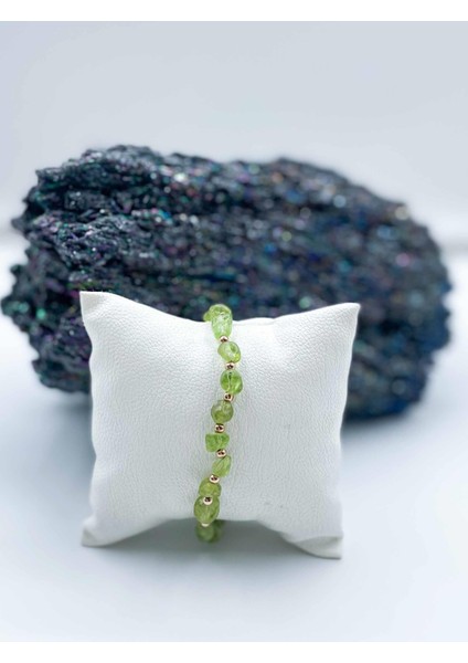 Peridot - Zebercet Bileklik Doğal Taş Tımbıl Kesim