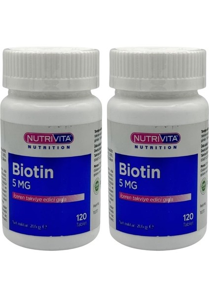 Biotin 5 mg 2 x 120 Tablet
