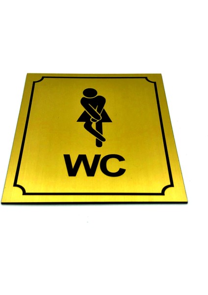 Wc Tuvalet Tabelası Bayan Komik Kapı ve Duvar Yönlendirme Levhası 13 cm x 16 cm Xl