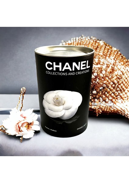 Dekoratif Silindir Kutu, Metal Kapaklı Dekoratif Kutu, Chanel Siyah Gül Figürlü Silindir Kutu fiyatları