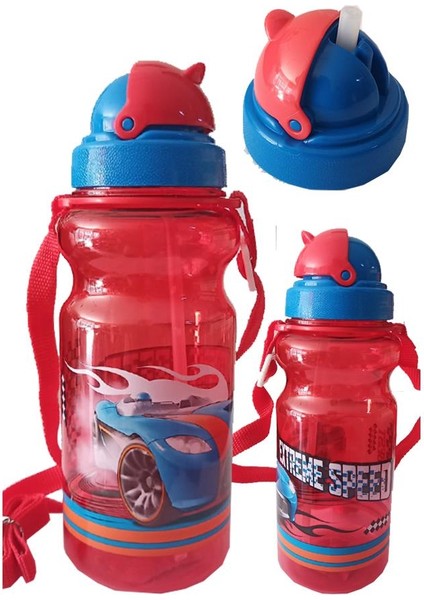Erkek Çocuk Matara 500ML Kırmızı 1 Adet Extreme Speed Kırmızı Suluk Plastik Su Matarası