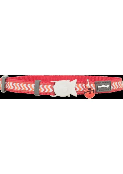 Reddingo Reflektörlü Ziggy Desenli Kırmızı Kedi Boyun Tasması 12 mm 20-32 cm