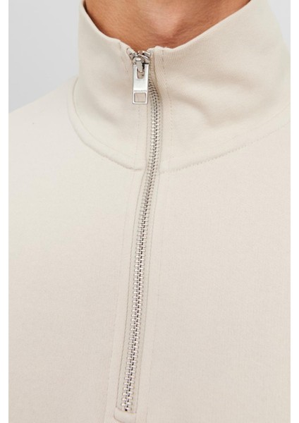 Jorvesterbro Sweat Quarter Zıp Hn Sn Erkek Bej Sweatshirt 12241777-Moonb