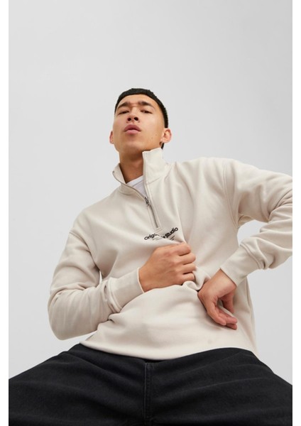 Jorvesterbro Sweat Quarter Zıp Hn Sn Erkek Bej Sweatshirt 12241777-Moonb modelleri
