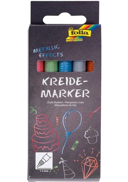 Tebeşir Markör Set 5li Metalik Effects