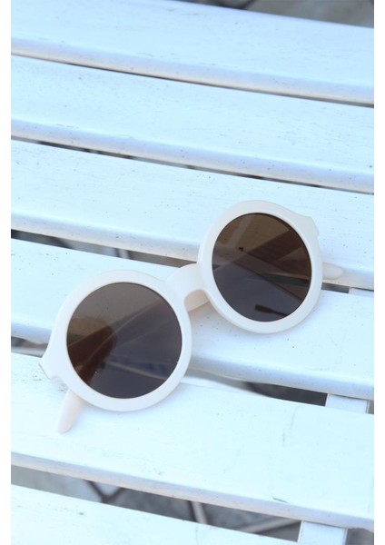 Çocuk Için Krem Yuvarlak Iskandinav Gözlük