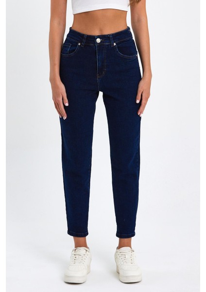 Lacivert Mom Jeans Likralı Kot Pantolon TREF-LACIVERT-MOM-JEAN-212
