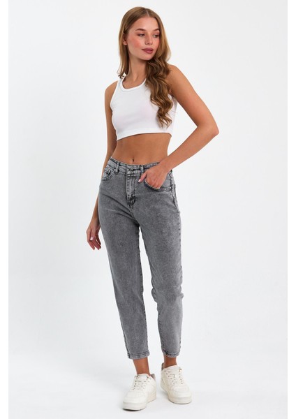 Gri Mom Jeans Likralı Kot Pantolon Tref-Gri-Mom-Jeans-12