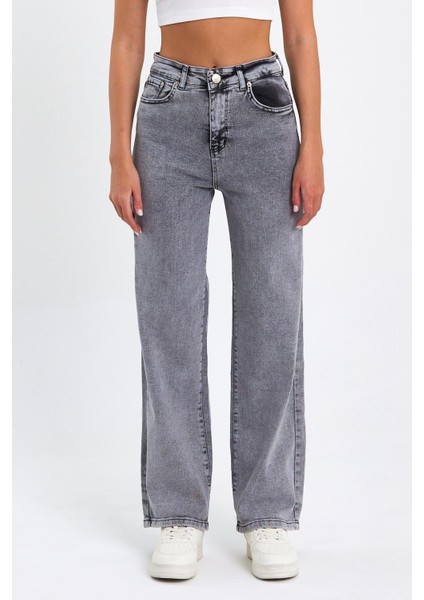 Gri Yüksek Bel Palazzo Pantolon Tref-Palazzo-Gri-1 fiyatları