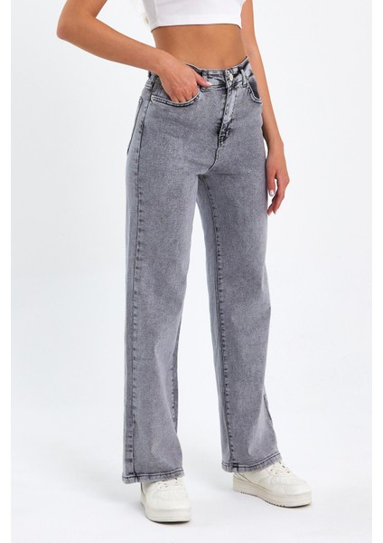 Gri Yüksek Bel Palazzo Pantolon Tref-Palazzo-Gri-1 fırsatları