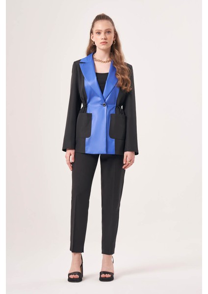 Garnili Paraşüt Siyah-Saks Ceket