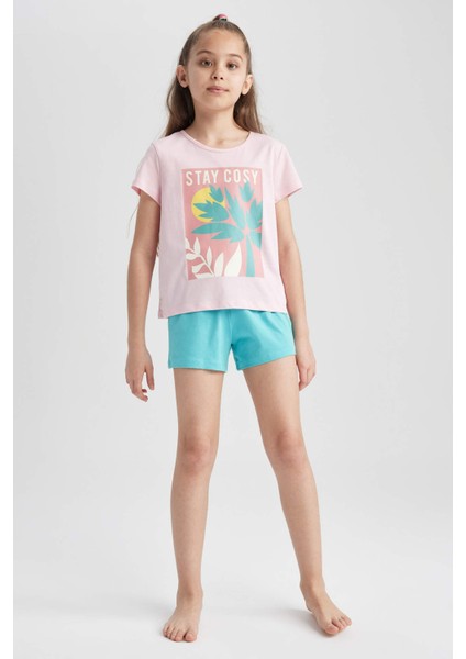 Kız Çocuk Baskılı Kısa Kollu Pijama Takım A1600A823SM