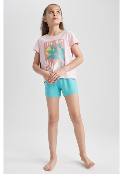 Kız Çocuk Baskılı Kısa Kollu Pijama Takım A1600A823SM