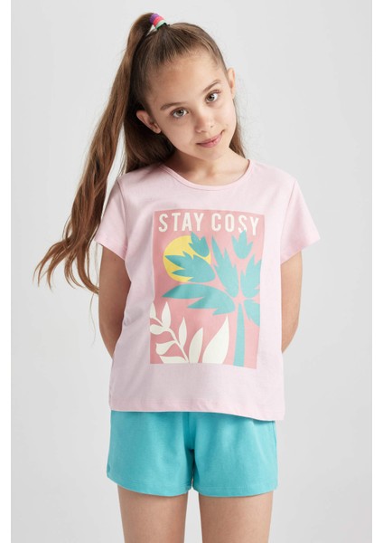 Kız Çocuk Baskılı Kısa Kollu Pijama Takım A1600A823SM