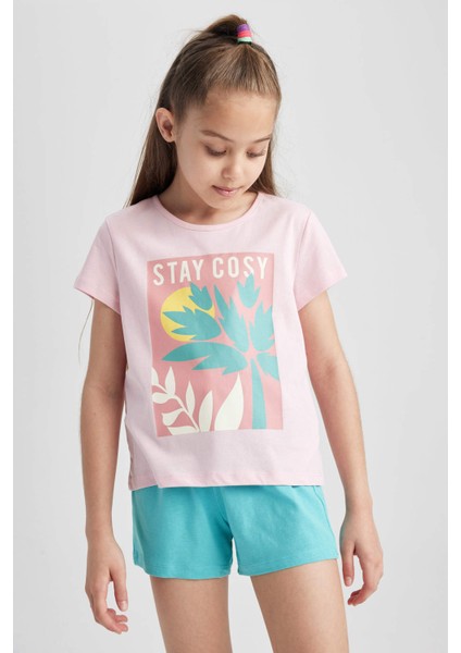 Kız Çocuk Baskılı Kısa Kollu Pijama Takım A1600A823SM