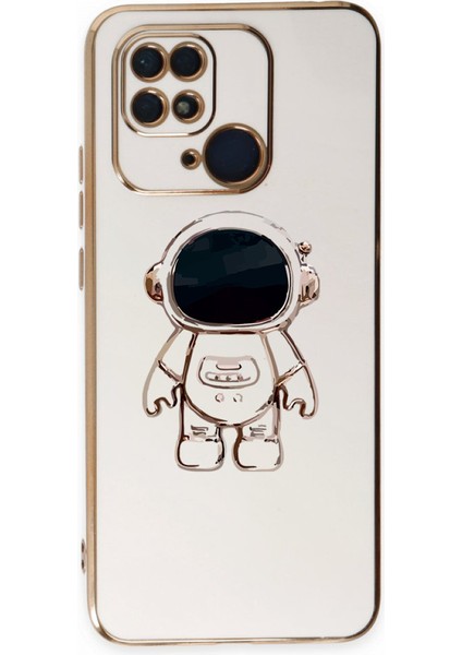 Xiaomi Redmi 10C Astronot Standlı Kılıf Beyaz