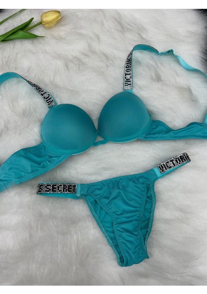 Victoria Secret Dolgulu Sütyen Takım Turkuaz