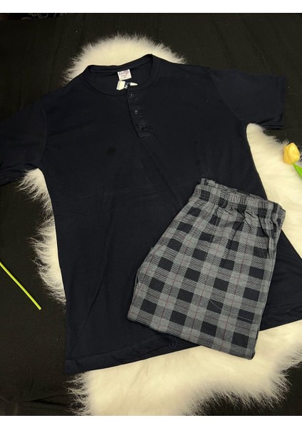 Erkek Kısa Kol Pijama Takım 19005 Lacivert