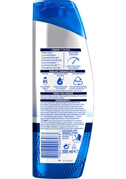 Head & Shoulders Şampuan 7 Fayda 1 Arada Multi Action Kepeğe Karşı Etkili Güçlü Formül 300 ml