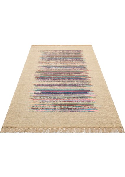 Brooklyn Brk 02 Natural Multy Hasır Görünümlü Kaymaz Renkli Dokuma Modern Kilim